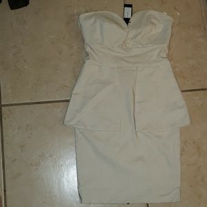 Strapless cream dress